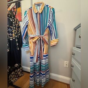 Kobi Halperin Multicolor Striped Long Sleeve Dress
